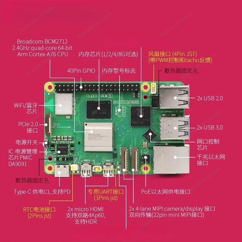 Untuk Kit Papan Pengembangan G - Raspberry Pi 5 8Gb Board ulasan dan harga